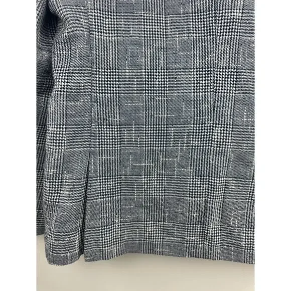 Zara Man Blazer Jacket Plaid Houndstooth Navy Blue & White US Men's Size 42 - Picture 12 of 13